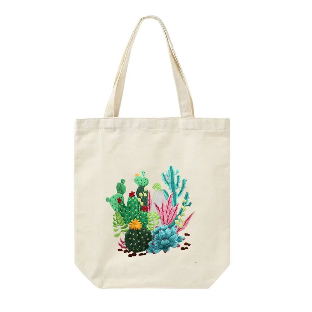 Flower Embroidery Kit with Canvas Tote Bag – Beginner DIY Embroidery Craft Kit SWANS 15