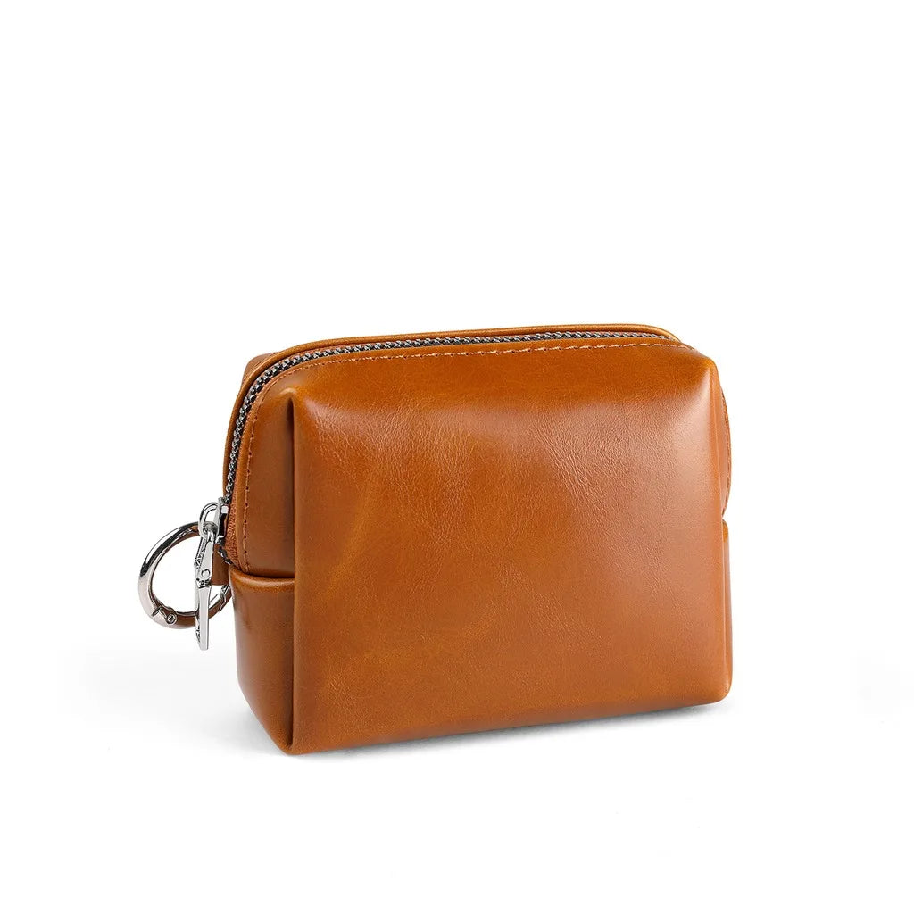 Mini PU Leather Zipper Pouch – Compact Multifunction Organizer Mini Zipper Pouch SWANS