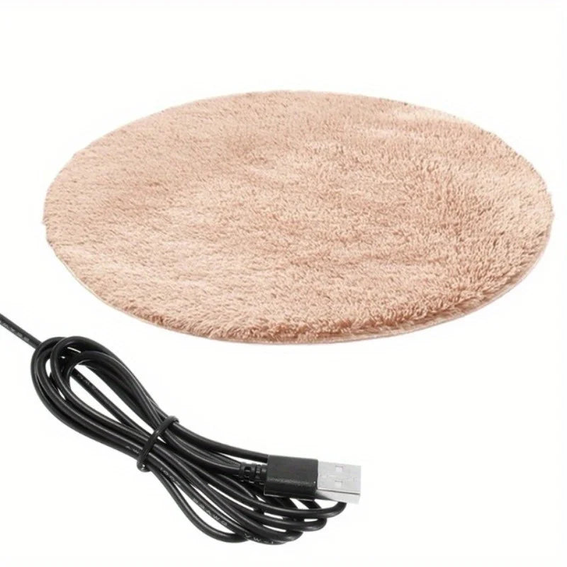 USB Electric Heated Pet Mat – Plush Warming Pad for Dogs & Cats Heated Pet Mat SWANS Brown