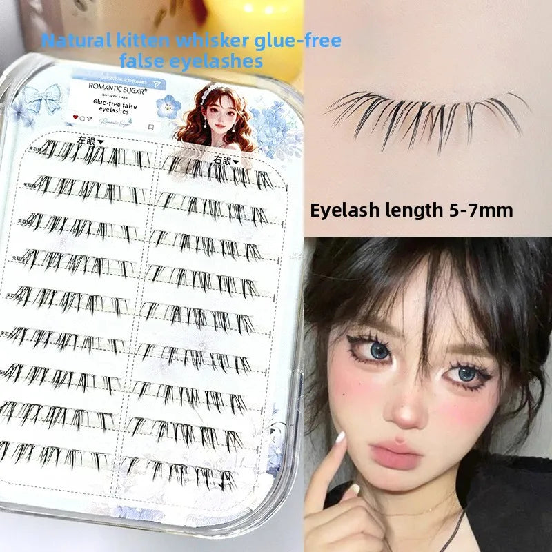 No-Glue 3D Manga Cat Eye False Lashes – Reusable & Curly