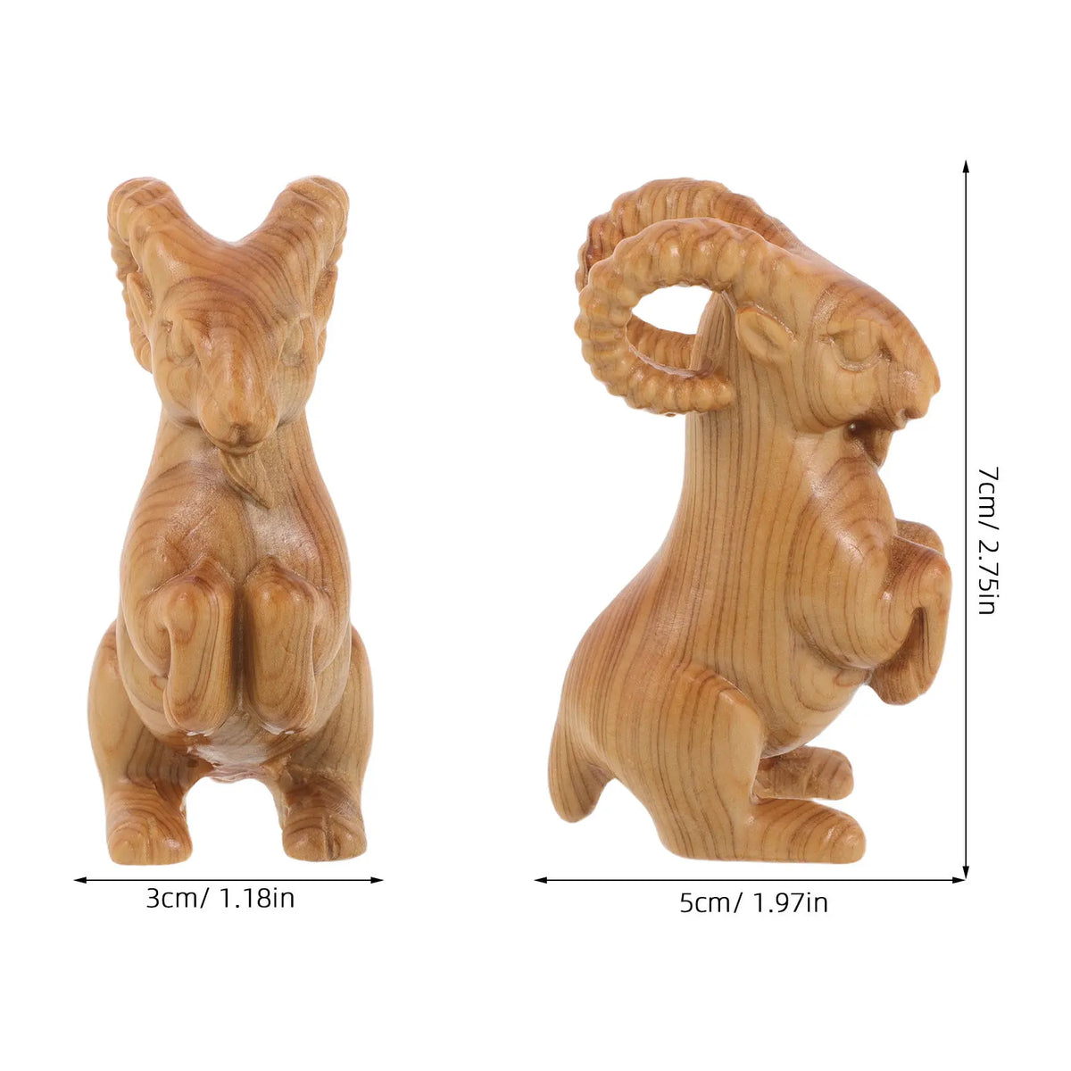 Wooden Chinese Zodiac Goat Sculpture – Feng Shui Lucky Statue 2027 Zodiac Figurine SWANS