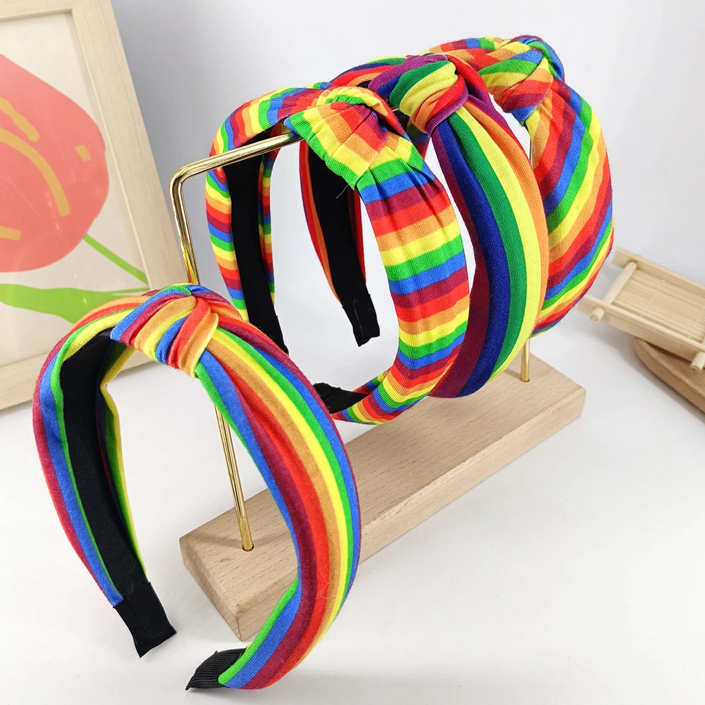 2-Pack Wide Rainbow Moon Knotted Headbands for Women Knotted Headband Set SWANS