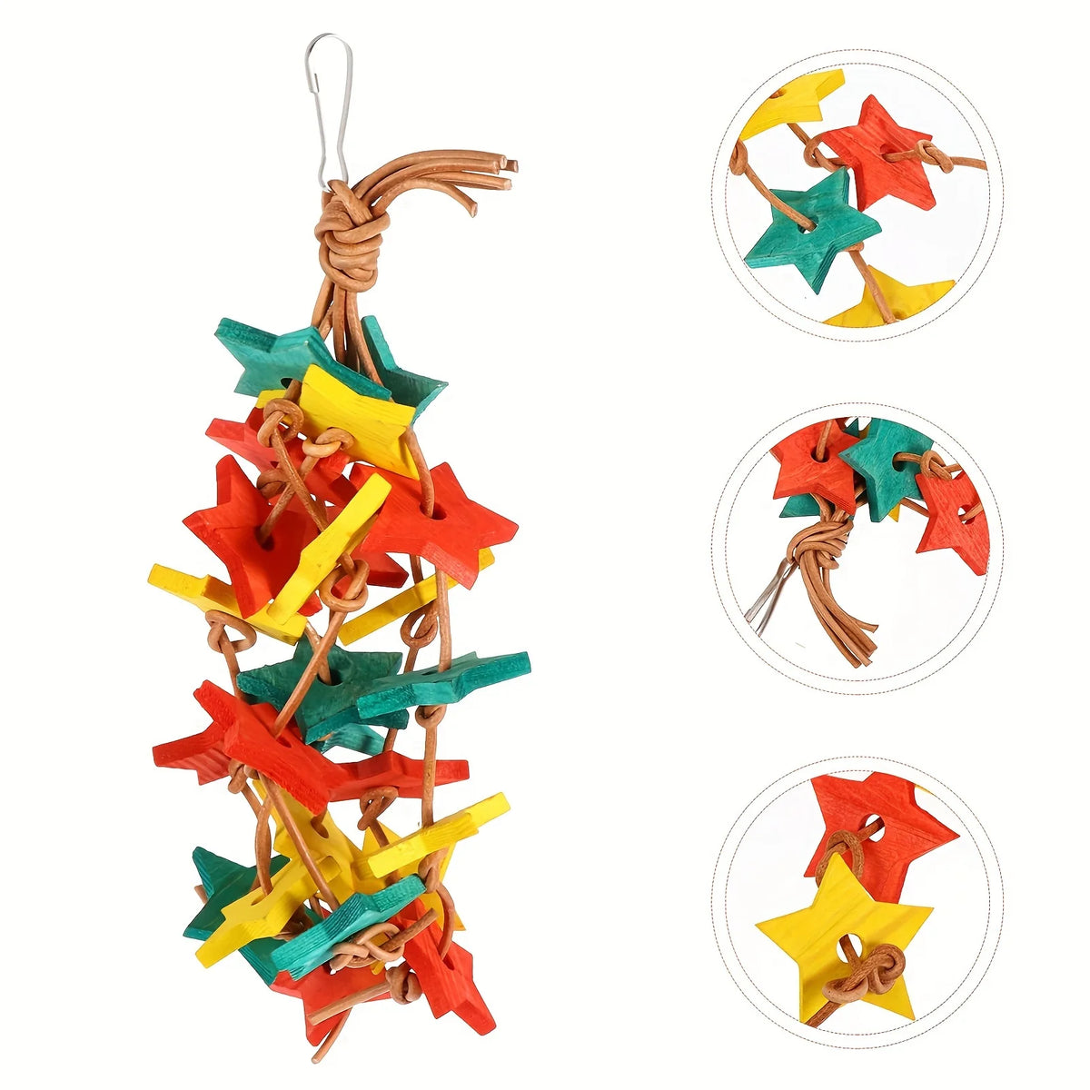 Star-Shaped Parrot Chew Toy Set – Natural Bird Cage Accessories Bird Chew Toy SWANS