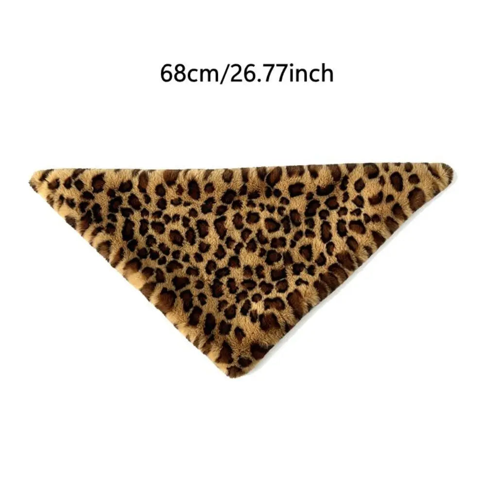 Faux Mink Fur Triangle Neck Scarf – Leopard & Solid Winter Wrap Faux Fur Scarf SWANS