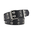 Star Eyelet Rivet Belt – Punk Gothic Unisex PU Leather Rivet Fashion Belt SWANS black