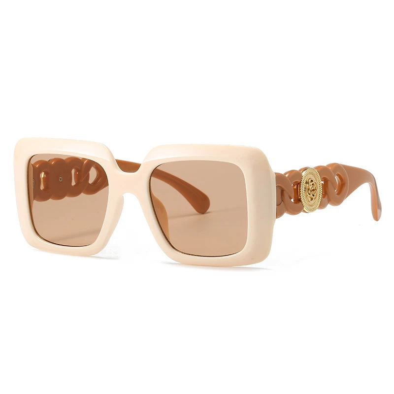 TOYEARN Oversized Square Sunglasses UV400 Vintage Fashion Fashion Sunglasses SWANS Beige Champagne As the picture