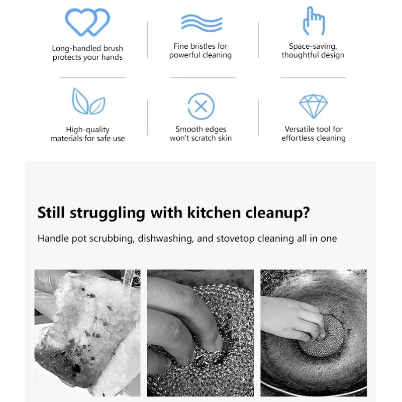 SWANS 2-in-1 Kitchen Brush with Built-In Soap Dispenser Kitchen Cleaning Brush SWANS