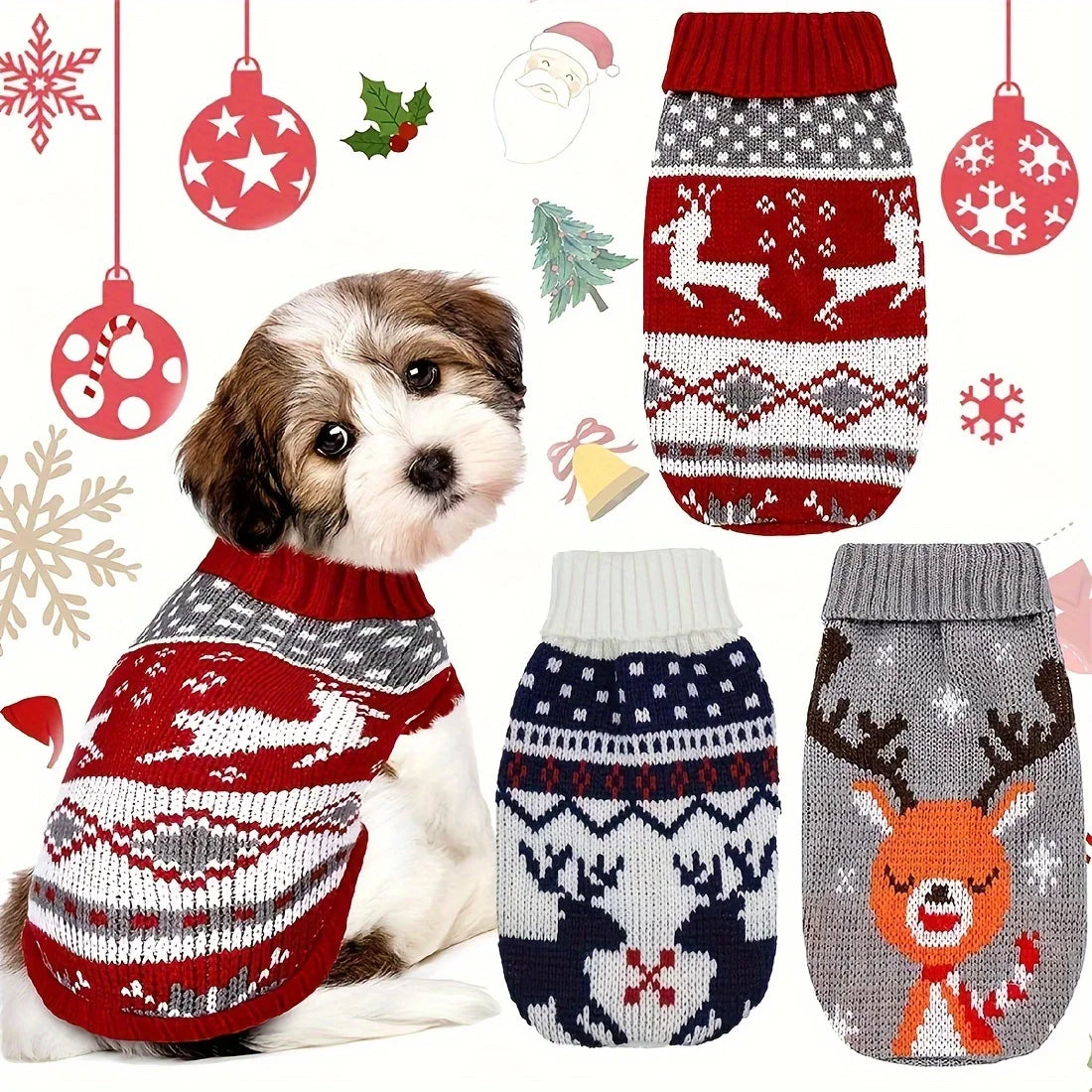 Warm Knitted Dog Sweater – Small & Medium Pet Winter Coat Pet Dog Sweater SWANS