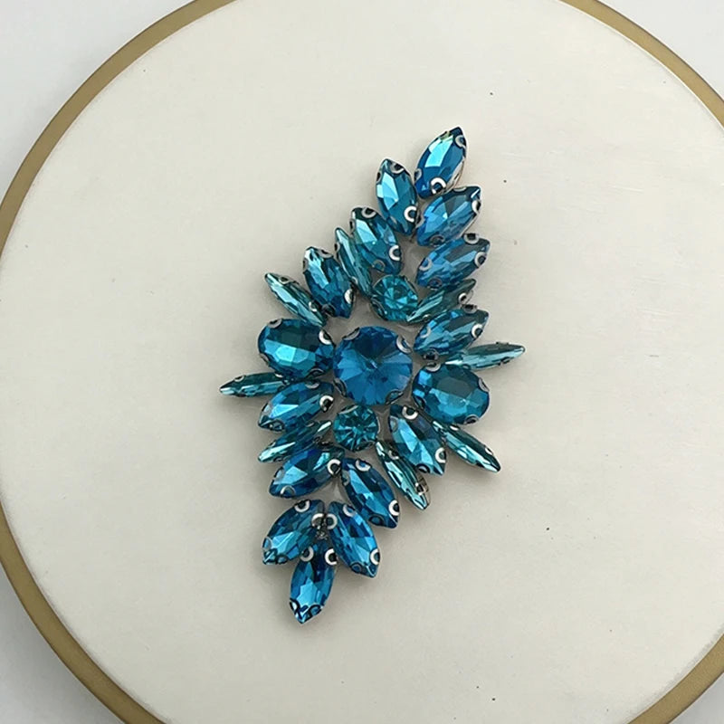 Floral Rhinestone Iron-On Applique – Crystal Beaded Patch Rhinestone Iron-On Patch SWANS A11