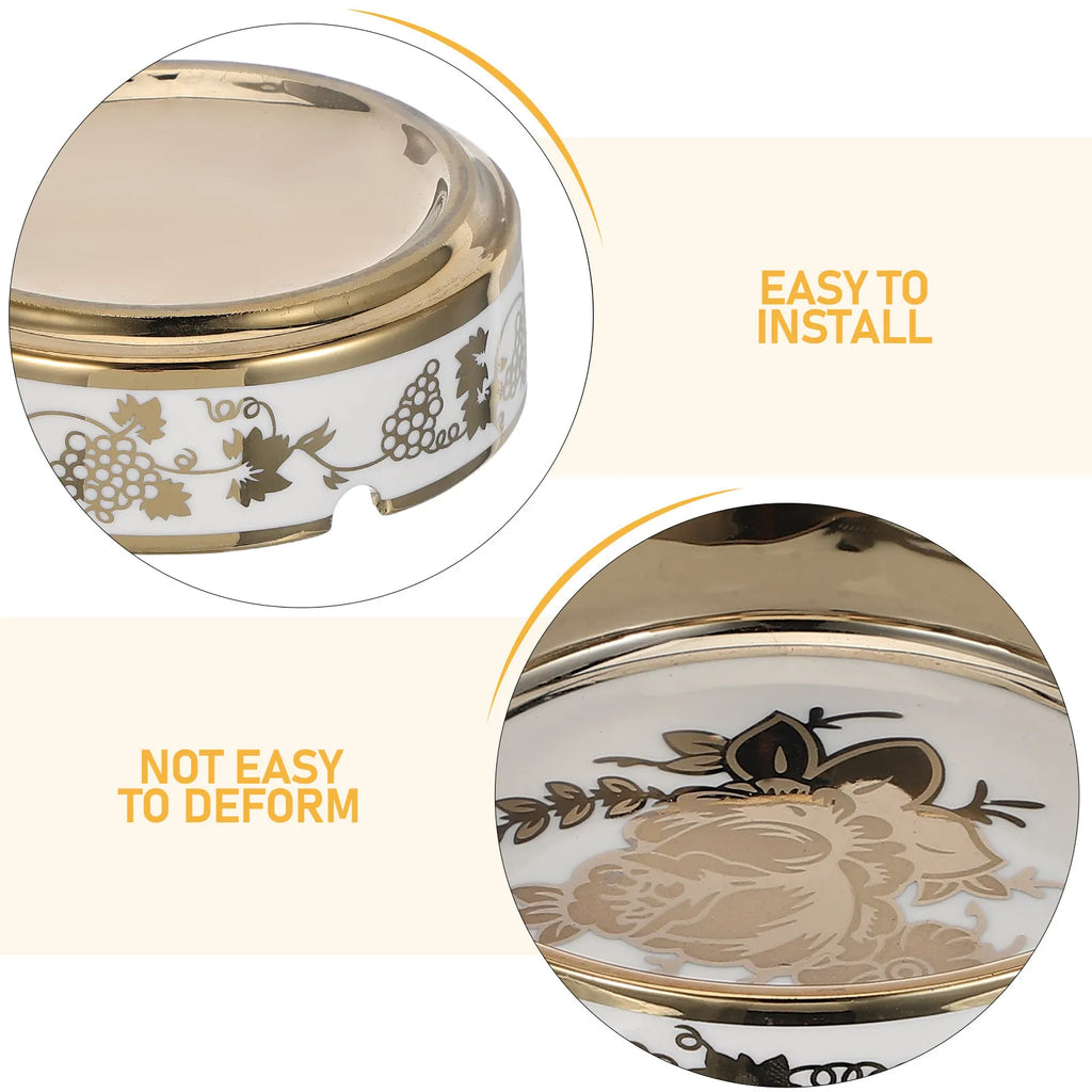 SWANS Ceramic Ashtray – Titanium Plated Tabletop Cigar Holder Ceramic Ashtray SWANS
