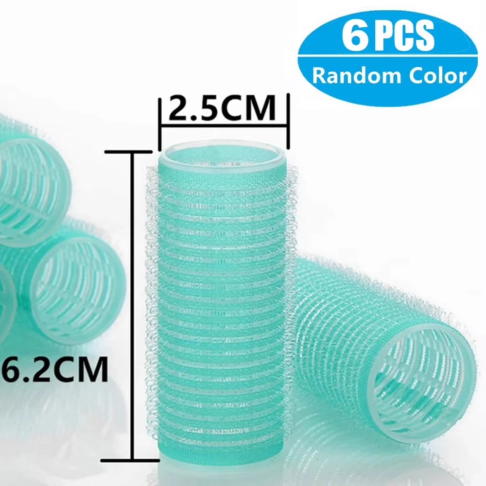 6-Pack Jumbo Self-Grip Heatless Hair Rollers – DIY Curlers Hair Rollers SWANS 25mm random color