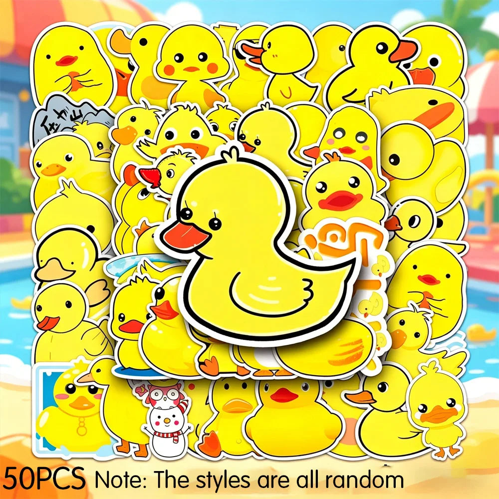 Yellow Duck Cartoon Stickers – Waterproof Anti-Fade DIY Decals Decorative Stickers SWANS 1 bag of 50PCS