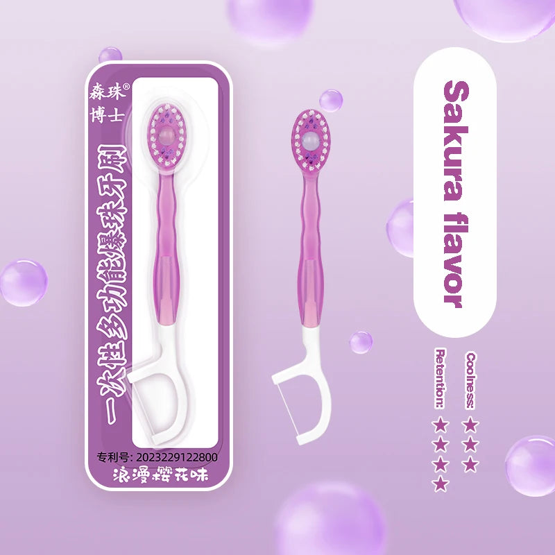 YUNChi Disposable Travel Toothbrush Set with Floss & Mouthwash 12pk Disposable Toothbrush Set SWANS 12pcs cherry blossom