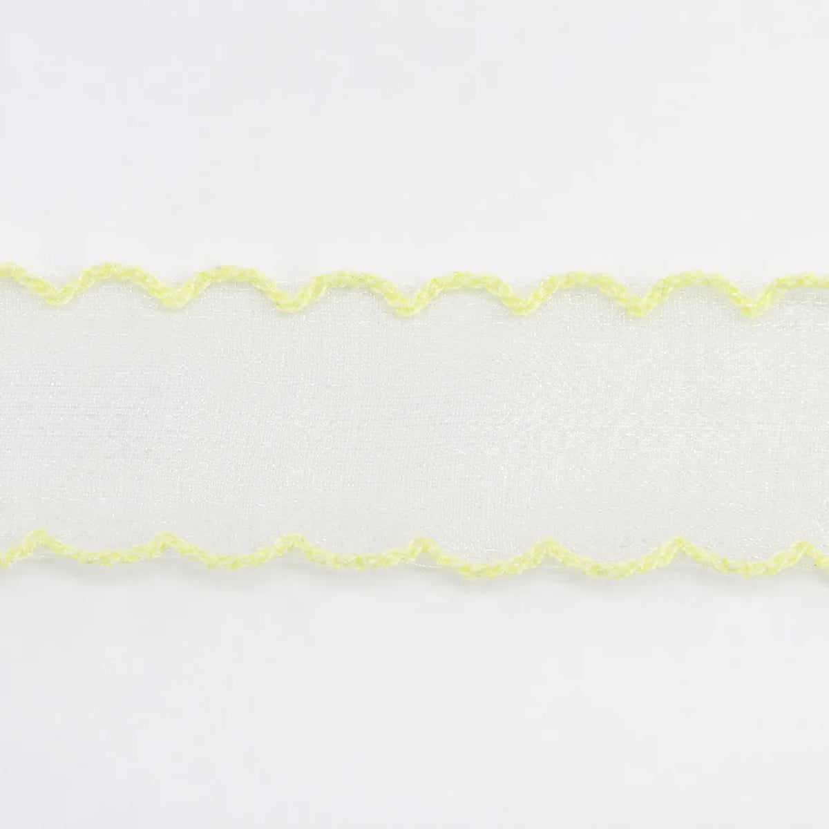 Shimmering Scalloped Edge Organza Ribbon – Boho Craft & Décor Decorative Craft Ribbon SWANS White Yellow 40mm