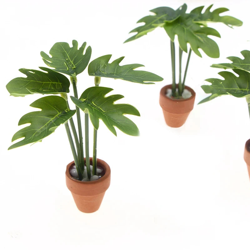 1:12 Scale Dollhouse Miniature Green Plant Potted Ornament Dollhouse Miniature SWANS