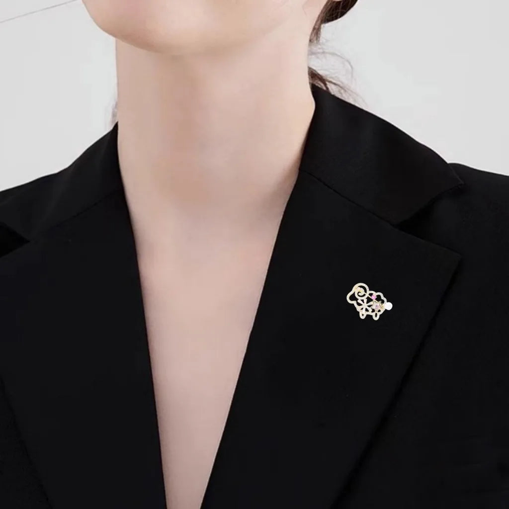 Hollow Sheep Rhinestone Brooch – Gold-Tone Fashion Pin Fashion Brooch Pin SWANS