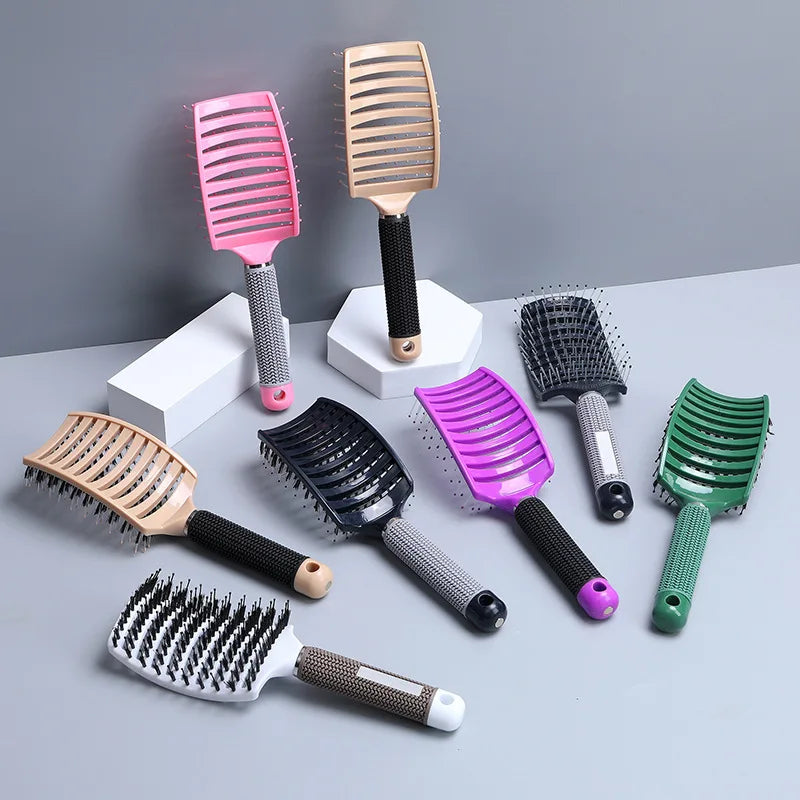YIBER Bristle Nylon Detangling Hair Brush & Scalp Massage Comb Detangling Hair Brush SWANS