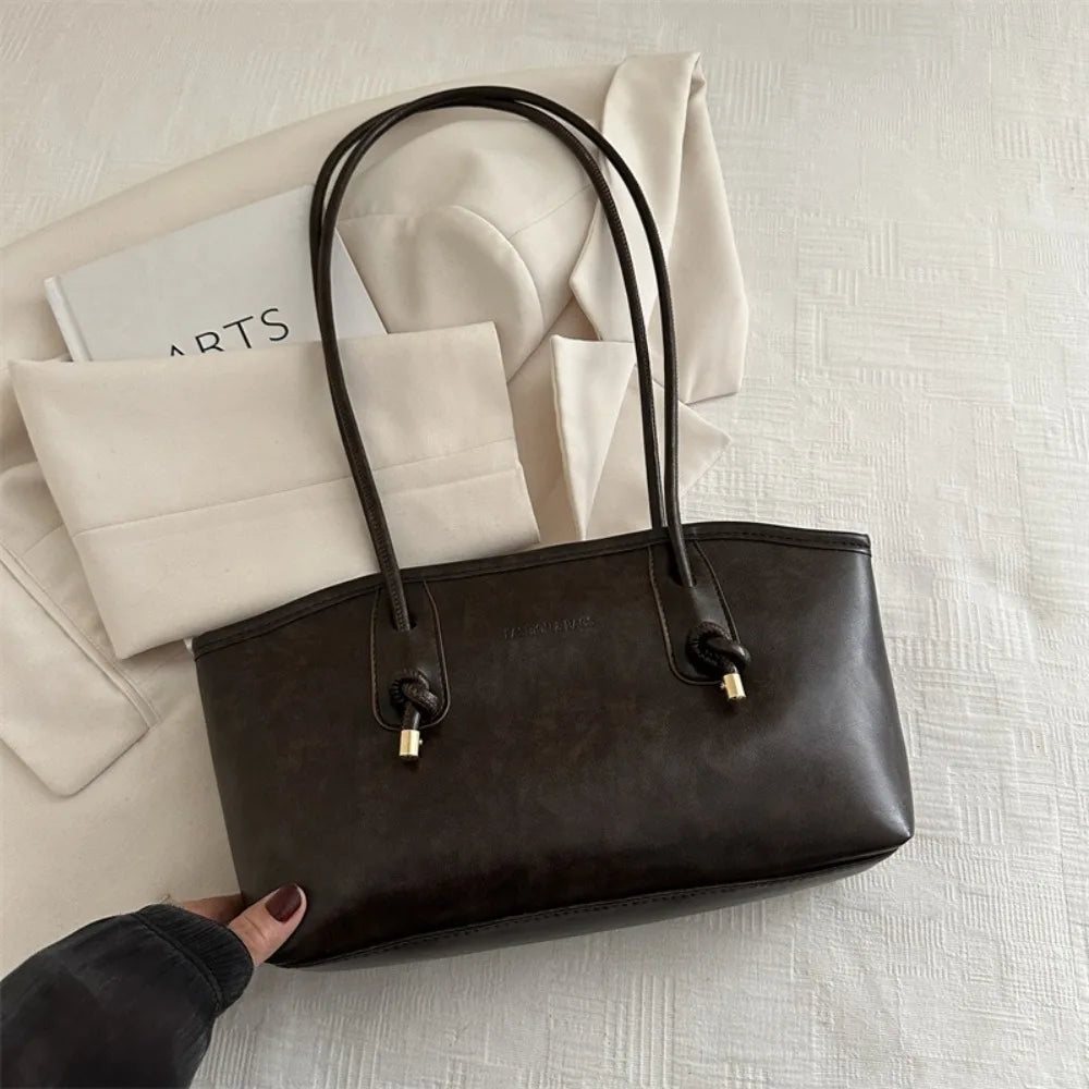 Y2K Large Capacity PU Leather Shoulder Bag for Women Women's Shoulder Bag SWANS Coffee 1