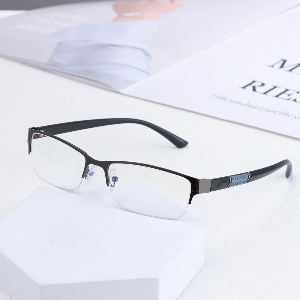 Anti Blue Light Reading Glasses Half Frame Metal +1.0–+4.0 Reading Glasses SWANS