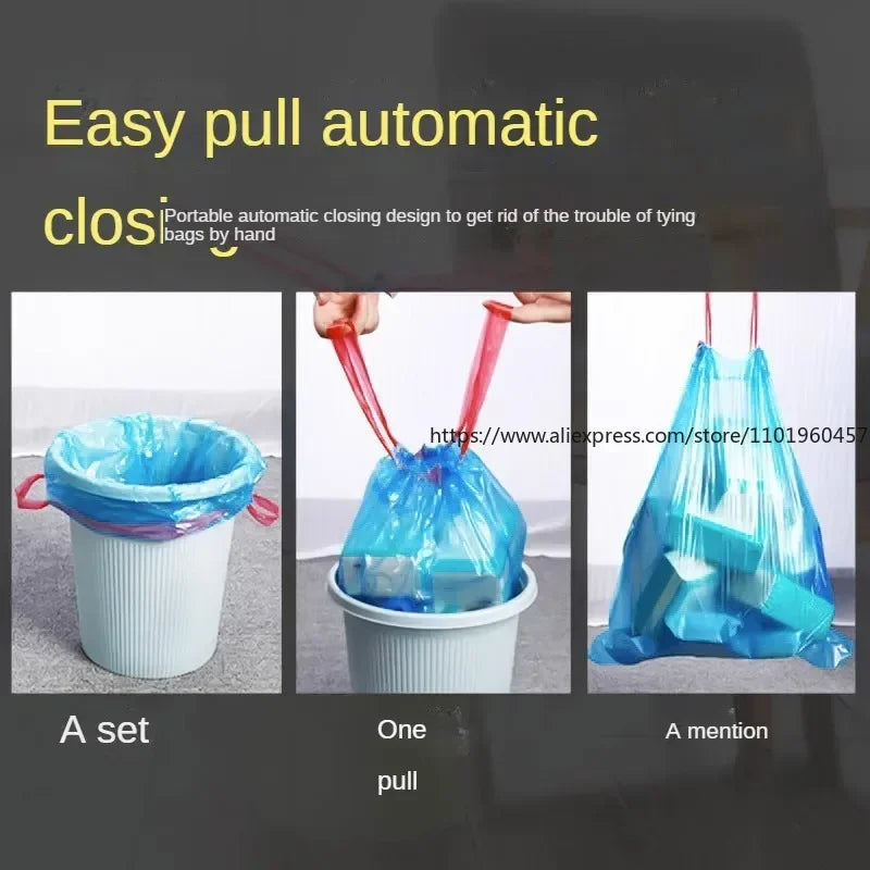 Thickened Drawstring Garbage Bags – Auto-Close Kitchen Trash Bags Drawstring Trash Bags SWANS