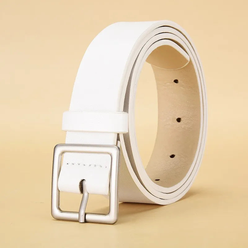 Women's Vintage Needle Buckle PU Leather Belt | Casual & Party PU Leather Belt SWANS WHITE 105cm