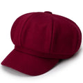 Unisex Solid Color Wool Beret – Windproof Autumn Winter Hat Beret Hat SWANS wine red