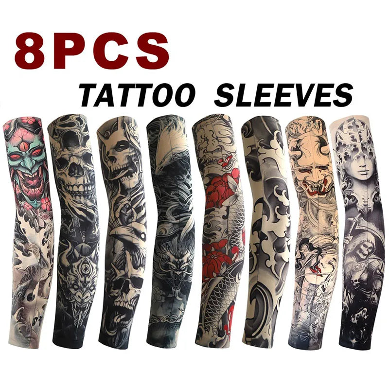 8-Pack Tattoo Arm Sleeves – UV Sun Protection Elastic Covers Tattoo Arm Sleeves SWANS