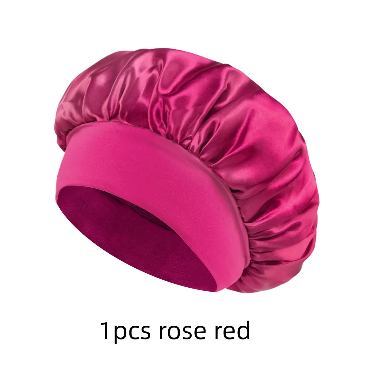 Satin Silk Sleep Bonnet Wide-Brim Elastic Hair Cap 1–10 Pack Satin Sleep Bonnet SWANS 1pcs rose red