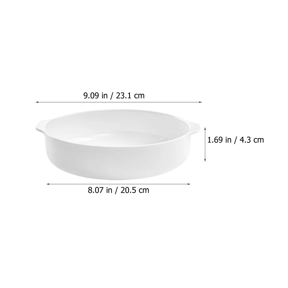 Ceramic Baking Dish White Pie Pan – Double Handle Oven Safe Ceramic Baking Dish SWANS