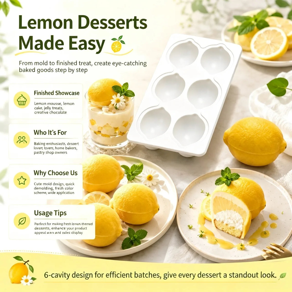 SWANS 3D Lemon Silicone Mold – Mousse, Cake & Dessert Baking Silicone Baking Mold SWANS