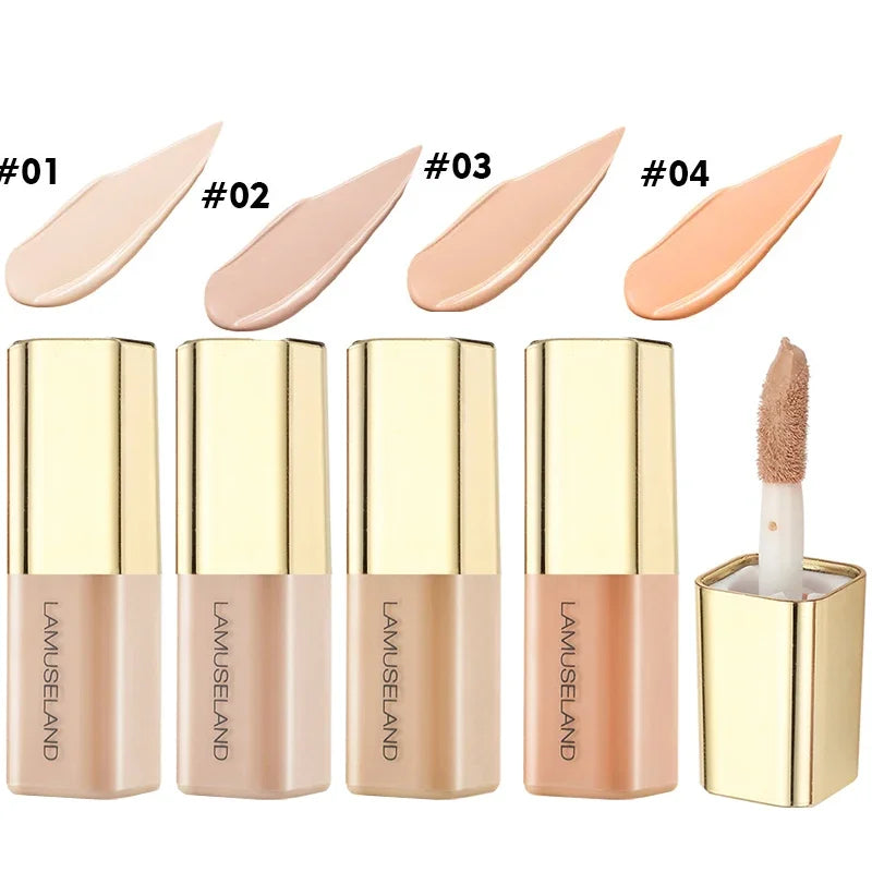 LAMUSELAND Mini Liquid Concealer 4 Shades – Waterproof 3.5g Liquid Concealer SWANS