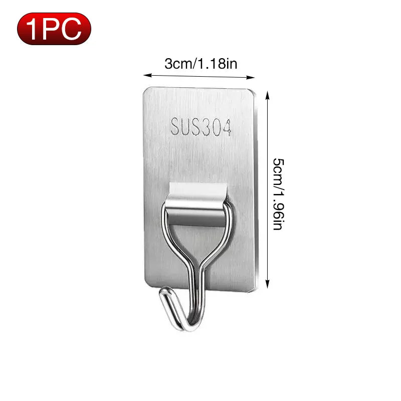 Stainless Steel No-Drill Adhesive Wall Hooks 1/3/6 Pack | SWANS Adhesive Wall Hooks SWANS 1PC S