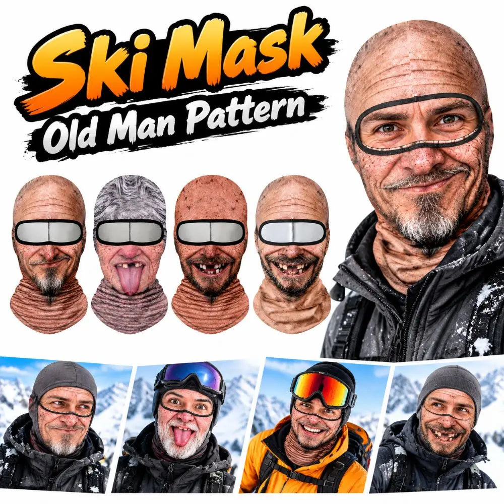 Funny 3D Old Man Print Balaclava – Windproof Winter Ski Mask Winter Balaclava Mask SWANS