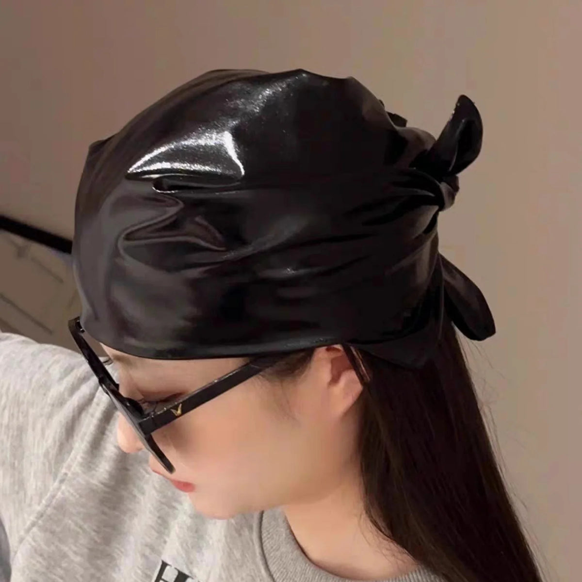 Metallic Gold & Black Tie-Back Turban Headwrap for Women Turban Headwrap SWANS black
