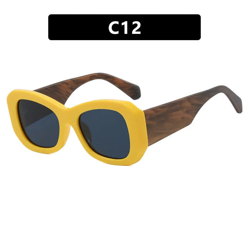 Y2K Big Frame Punk Sunglasses – UV400 Wide Leg Vintage Shades Fashion Sunglasses SWANS Yellow Black As the picture