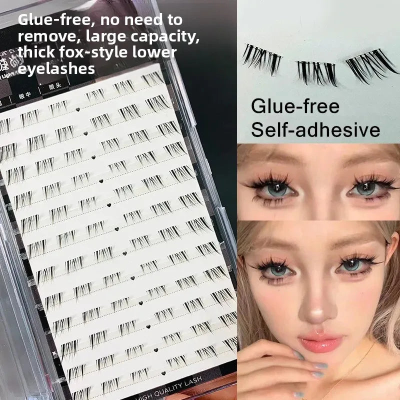 Glue-Free Lower False Eyelashes – Fox Eye Winged Effect False Eyelashes SWANS Thick C 0.07mm