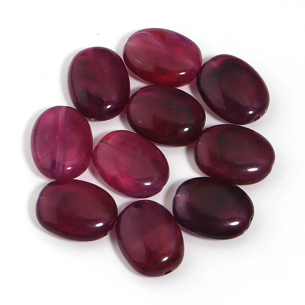 Acrylic Imitation Jade Flat Oval Beads – 20pc DIY Jewelry Pack DIY Jewelry Beads SWANS Magenta