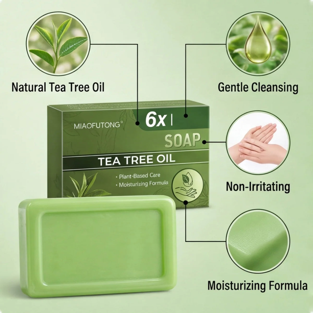 Tea Tree Oil Soap Bar – Plant-Based Moisturizing Cleanser 100g Cleansing Soap Bar SWANS