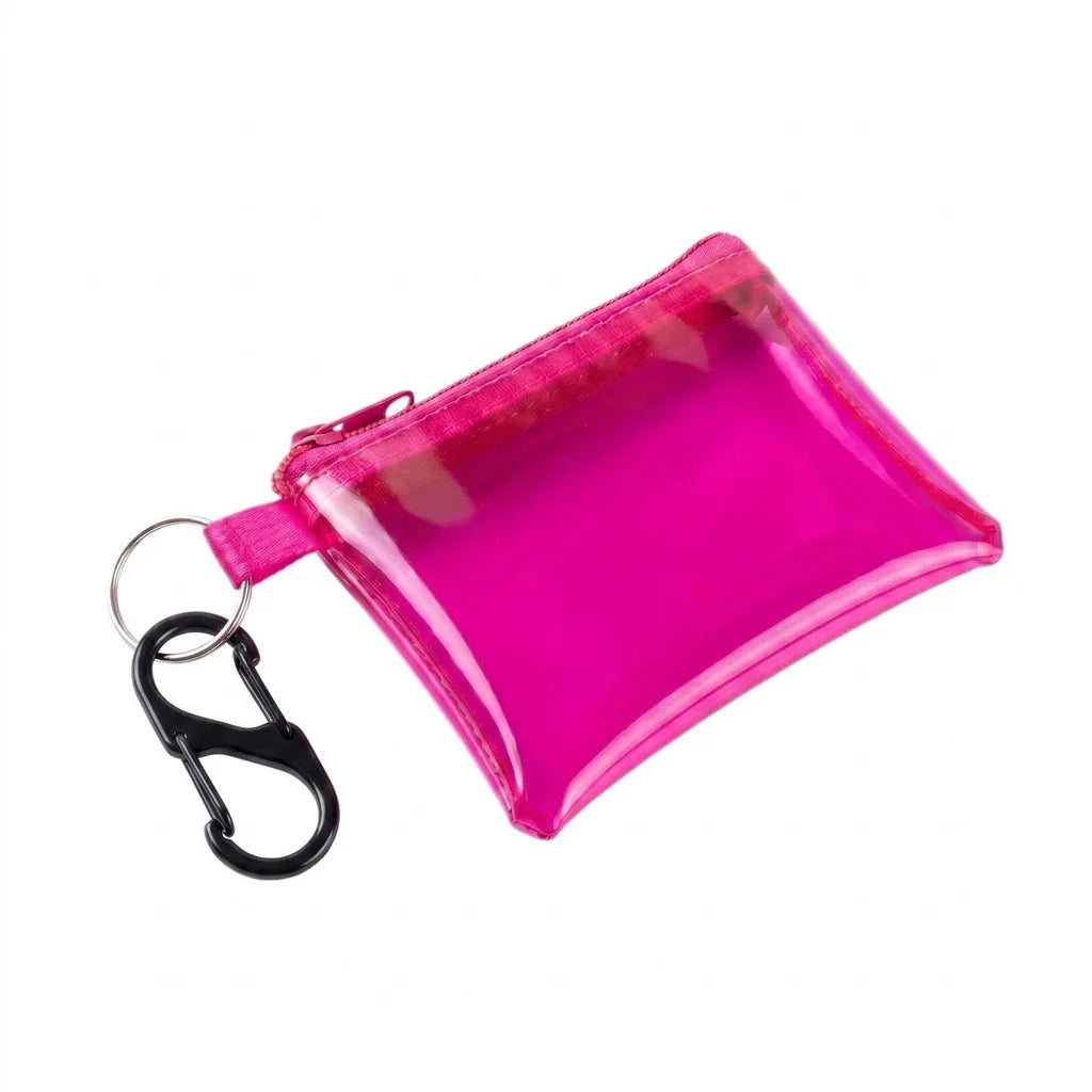 Transparent PVC Coin Purse with Carabiner Clip | Minimalist Coin Purse SWANS Pink