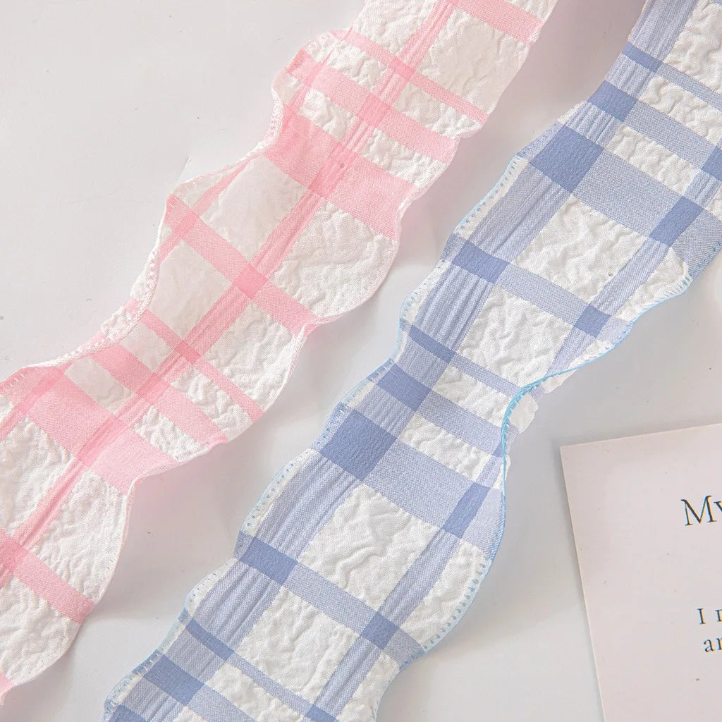 Ruffled Gingham Check Ribbon – 4cm x 10 Yards for DIY Crafts Craft Ribbon SWANS