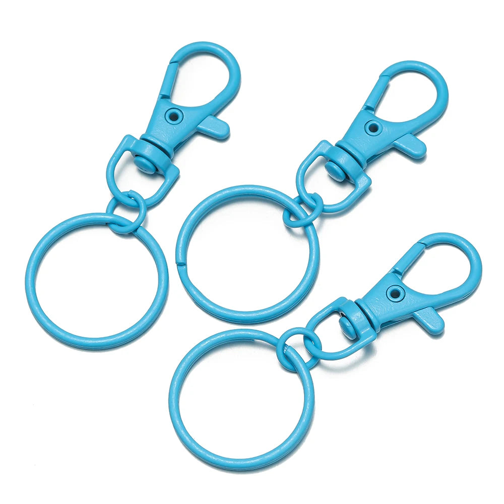 Multicolor Lobster Clasp Keyring Hooks with Adjustable Buckle Jewelry Findings SWANS Sky blue 5pcs