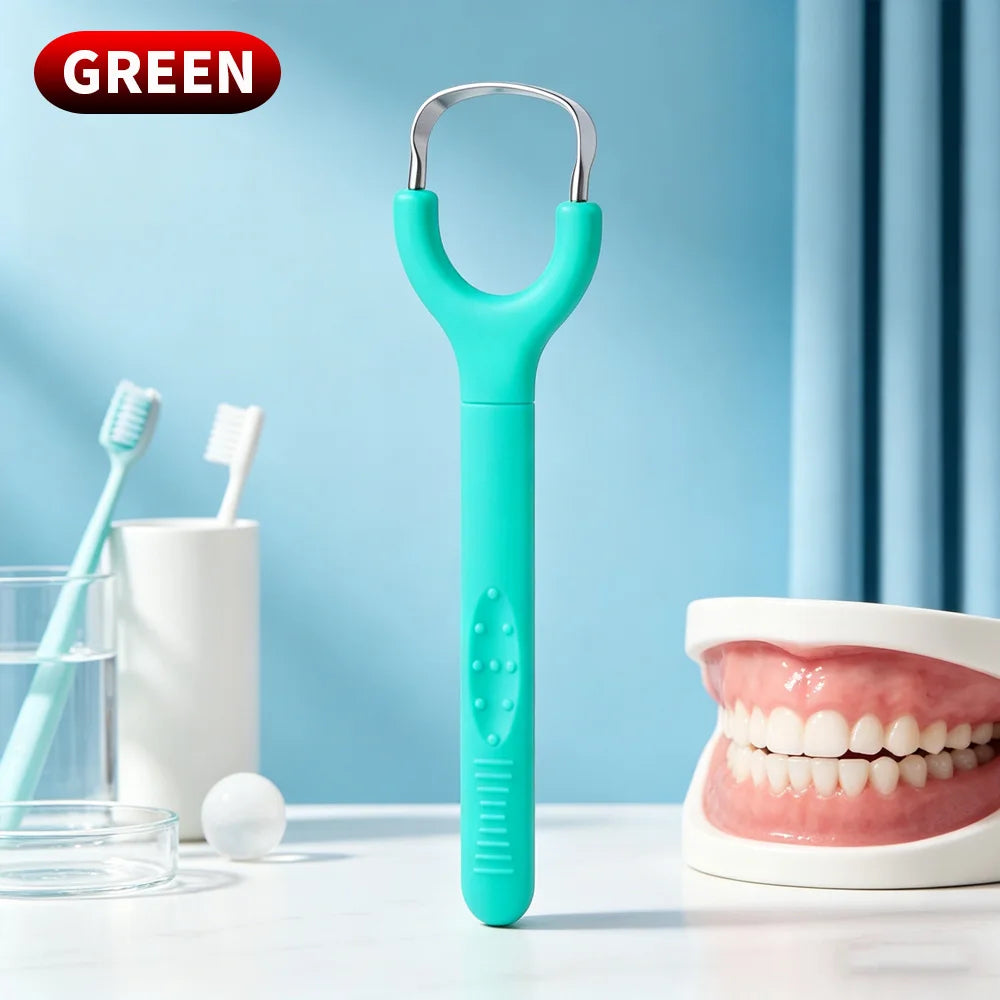 SWANS Stainless Steel Tongue Scraper – Fresh Breath Oral Tool Tongue Scraper SWANS GREEN