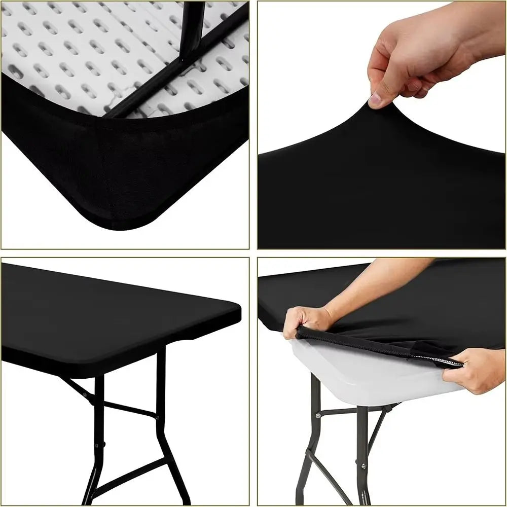Spandex Stretch Tablecloth 6FT Elastic Fitted Rectangle Cover Stretch Table Cover SWANS
