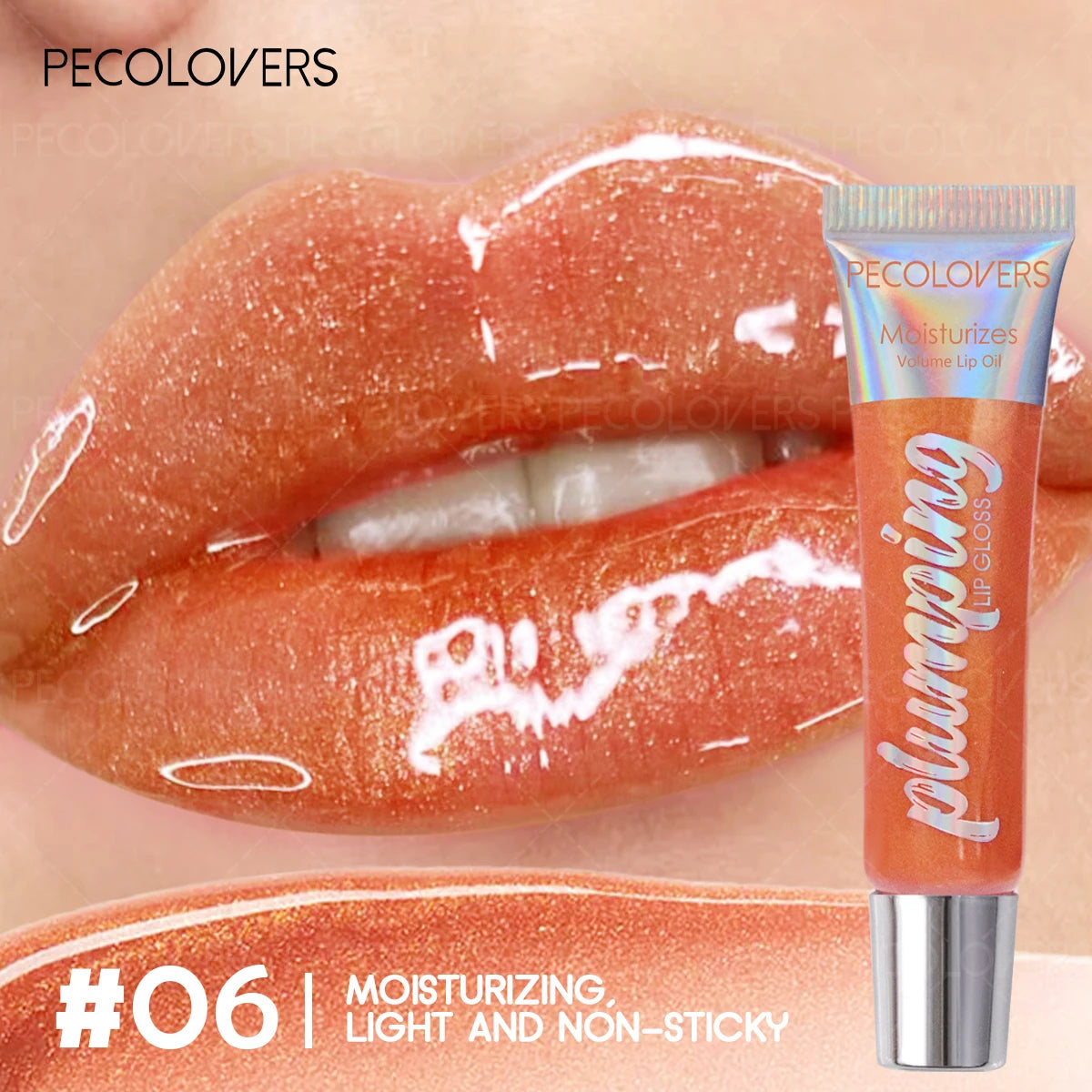 Waterproof Glitter Lip Oil – Clear Nourishing Lip Gloss Glitter Lip Gloss SWANS 06