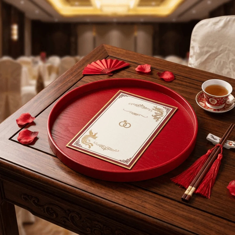 SWANS Solid Wood Serving Tray – Rustic Red Snack & Fruit Board Wood Serving Tray SWANS