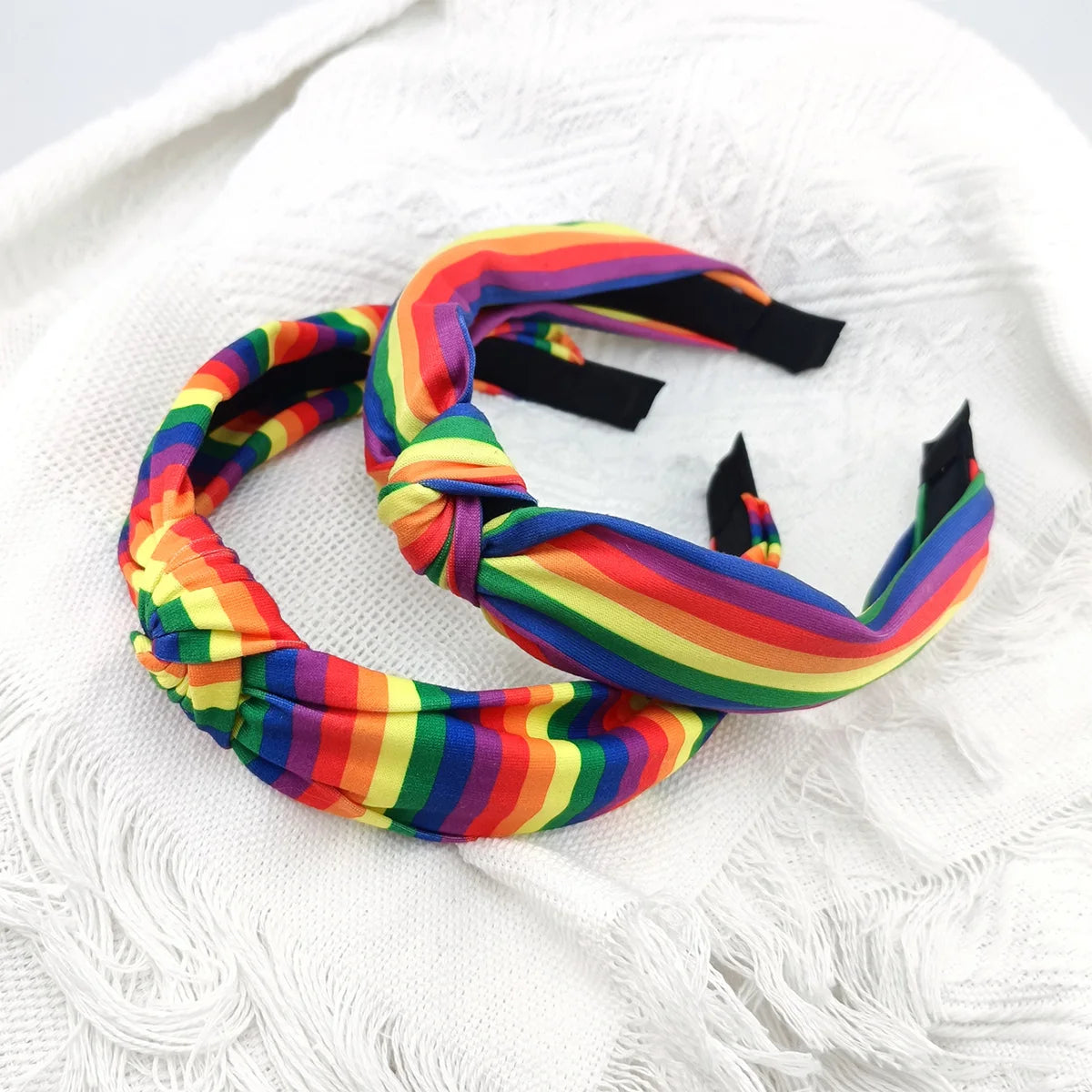 2-Pack Wide Rainbow Moon Knotted Headbands for Women Knotted Headband Set SWANS 2 PCS MIX 01