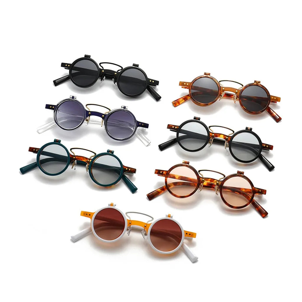 KLASSNUM Flip-Up Round Sunglasses UV400 Retro Unisex Flip-Up Sunglasses SWANS