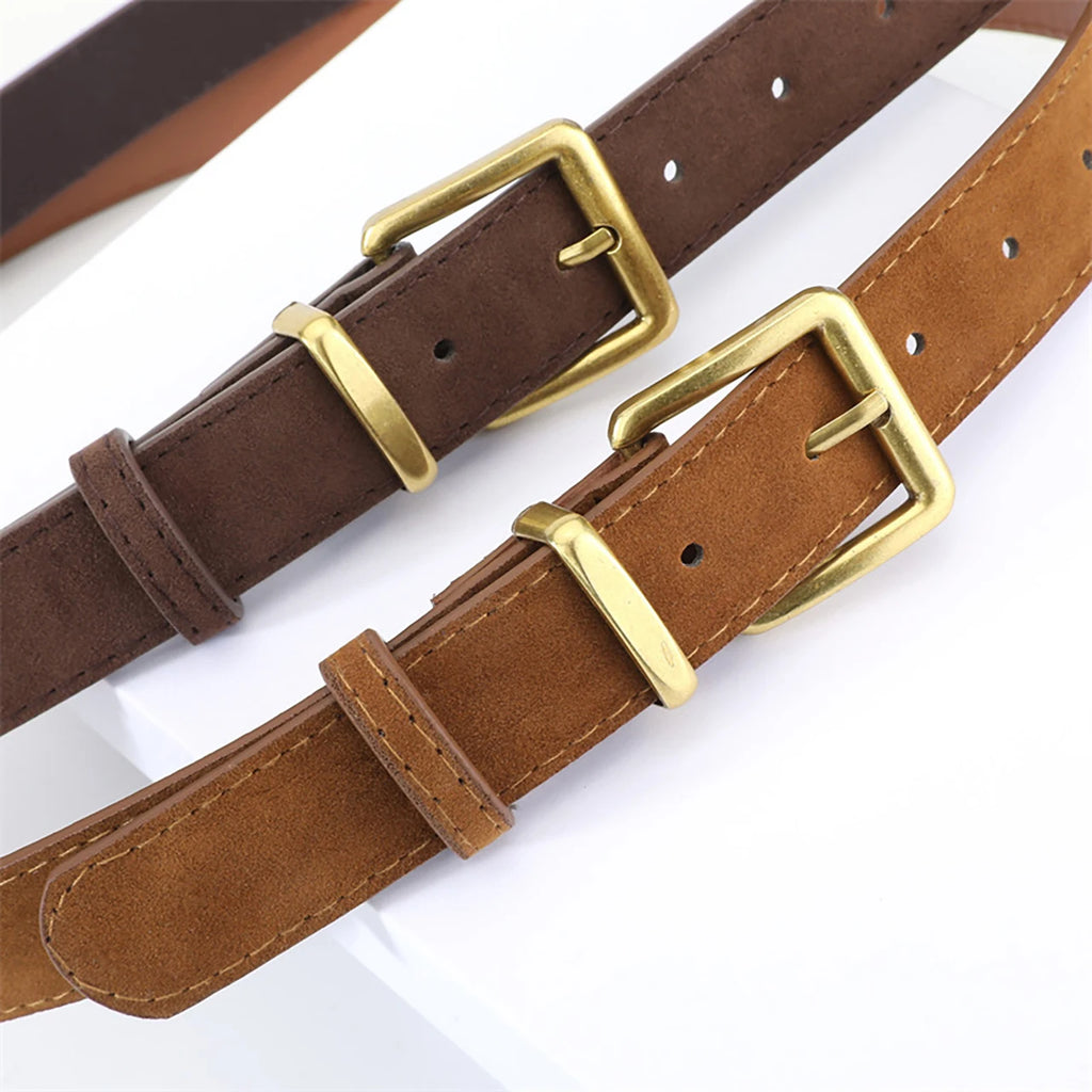 FAITOLAGI Women's Wide Suede PU Belt – Classic Pin Buckle Fashion Belt SWANS