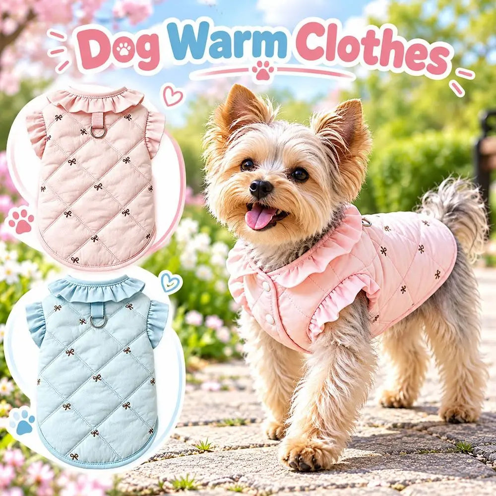 Winter Dog Jacket – Windproof Bowknot Embroidery Vest S–2XL Dog Winter Jacket SWANS