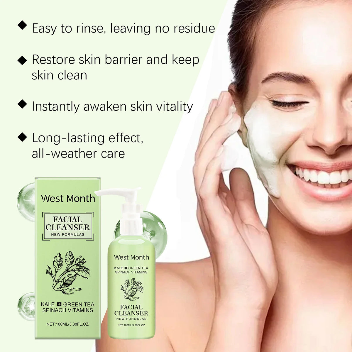 West&Month Moisturizing Face Wash – Oil Control Foam Cleanser Facial Cleanser SWANS